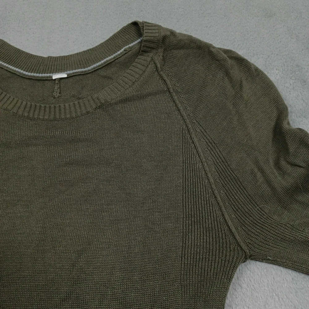 Lululemon‎ Sweater Womens 2 Green Merino Wool Pullover Logo Casual Knit